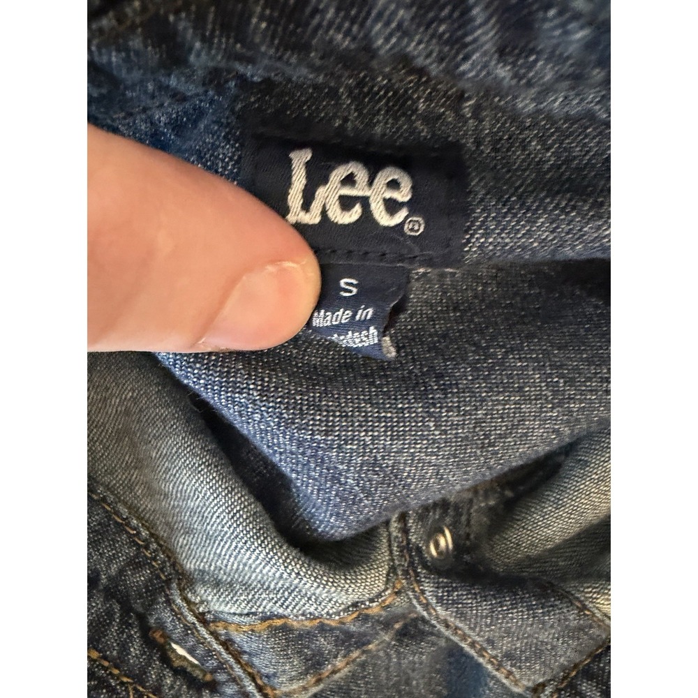 Lee Women's Blue Denim Button-Down Dress Heritage Sz S Strong Tide Spread Collar - Picture 3 of 8